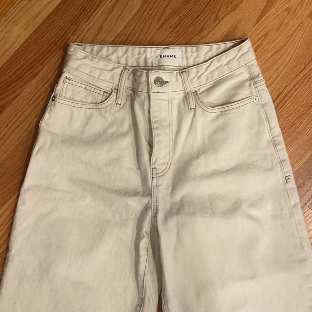 Frame wide leg high waist crop cream 25